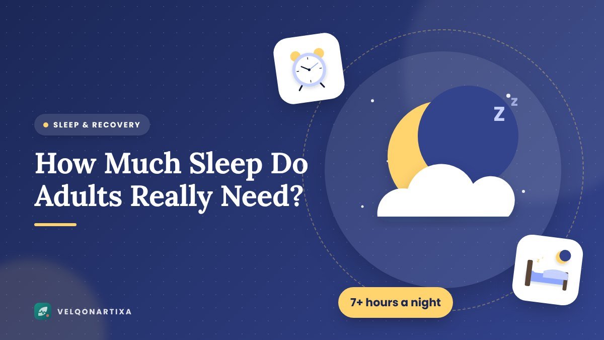Illustration of a crescent moon, stars, and clouds representing a full night of sleep