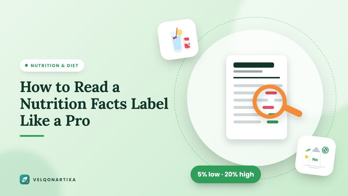 Illustration of a Nutrition Facts label under a magnifying glass
